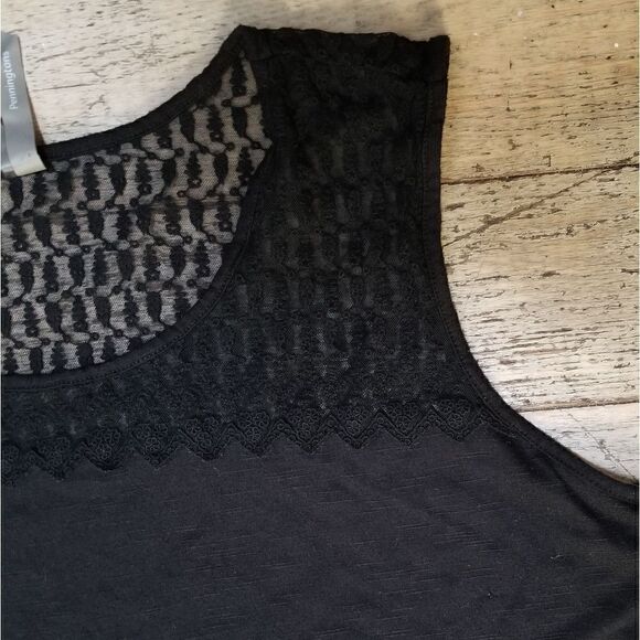 Penningtons Black Tank Top With Lace Neckline 2X - Picture 2 of 3